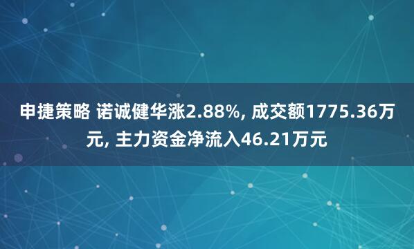 申捷策略 诺诚健华涨2.88%, 成交额1775.36万元, 主力资金净流入46.21万元